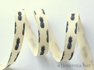 Tasiemka bawełniana - ananasy (15 mm)