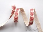 Tasiemka bawełniana - czerwone sowy (15 mm)