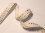 Tasiemka bawełniana jodełka - złote przeszycie (15 mm)