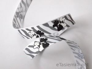 Tasiemka rypsowa - zakochane kotki (15 mm)