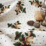 Tkanina bawełniana dekoracyjna - ostrokrzew i gwiazdki