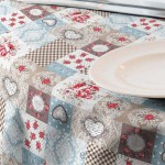 Tkanina bawełniana dekoracyjna - patchwork błękitno-beżowy