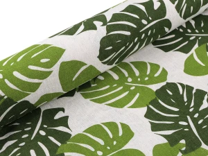 Tkanina dekoracyjna imitacja lnu - monstera